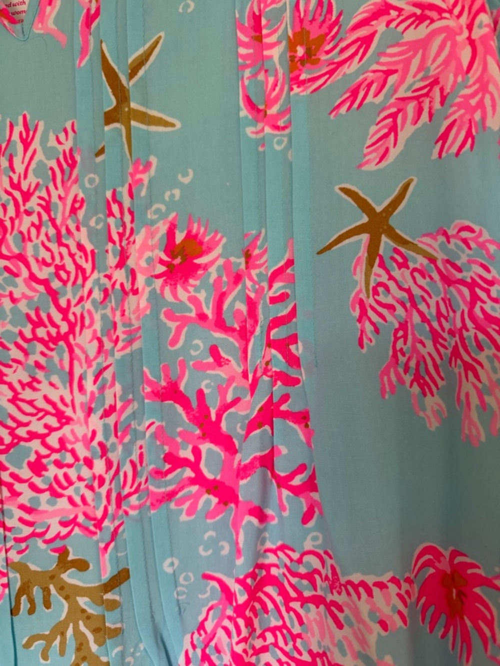 New with tags Lilly Pulitzer Aqua Mini Dress with Pink and Gold Coral Print - Picture 2 of 3